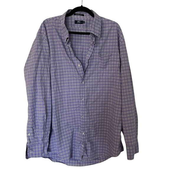 Lincs David Chu Mens Long Sleeve Purple & White Plaid Button Up Shirt Sz XXL GUC - Picture 1 of 7
